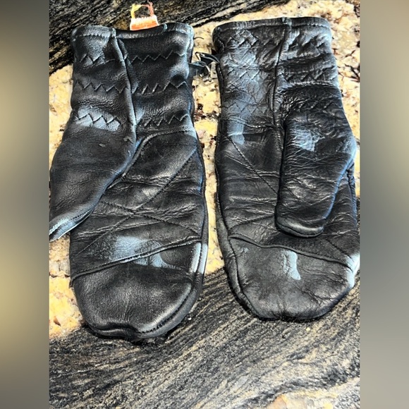 Genuine Deerskin Stay SOFT Black Leather GLOVES Mittens Medium VINTAGE Womens M - Picture 4 of 14